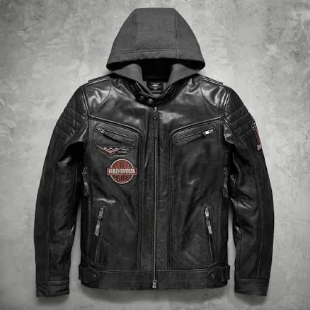 Men's Harley Davidson Distressed Slim Fit Motorcycle Biker Leather Jacket in Black XS