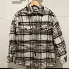 Allsaints Luella Check Jacket in Ecru White