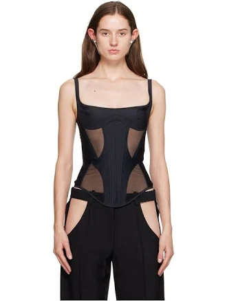 illusion panelled corset top