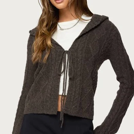Jayla Hooded Cable Knit Cardigan