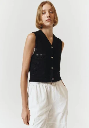Crochet Knit Open Vest