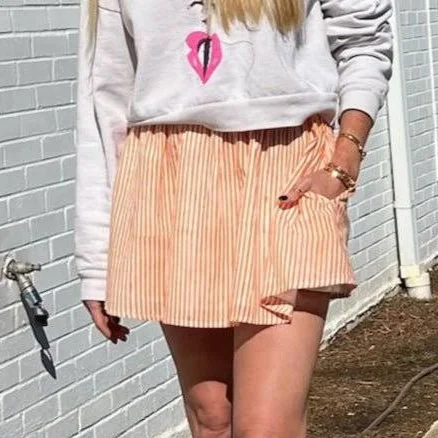 Sur La Vague Hand Block-Printed Pinstripe Mini Skirt
