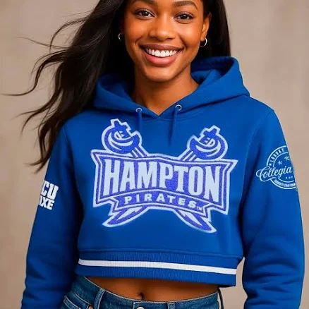 Hampton U Chenille CROP Top Hoodie