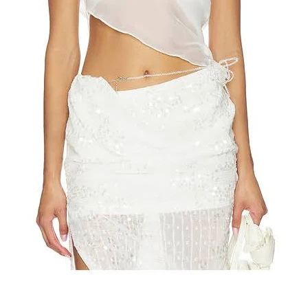 Marrknull Asymmetric Beaded Chiffon Top