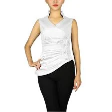 Asymmetrical Pleated Top in White