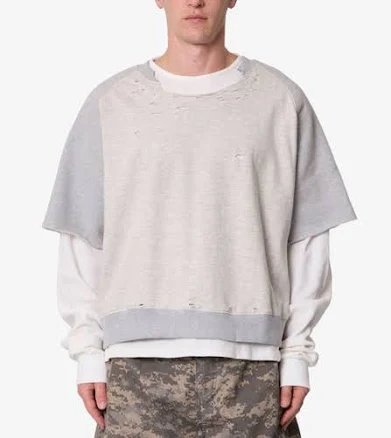 MNML Men's Layered Look Distressed Sweatshirt