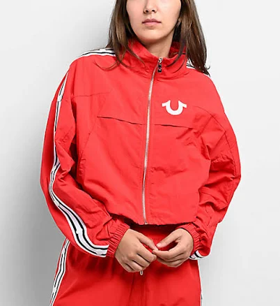 True Religion Women's Shrunken Nylon Track Jacket
