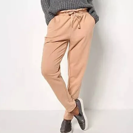 Candace Cameron Bure French Terry W/ Ruffle Pants Tan XL