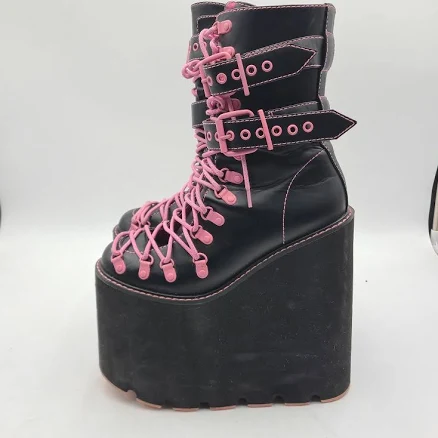 B16 Dolls Kill Current Mood Black Platform Bratz Boots Women's Size 9