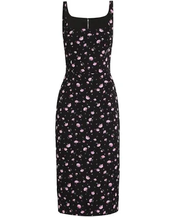Dolce & Gabbana CARNATIONS-PRINT SHEATH DRESS, BLACK / 46