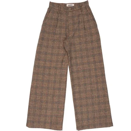 Wide Leg Triple Yarn Twist Brushed Tweed Trousers