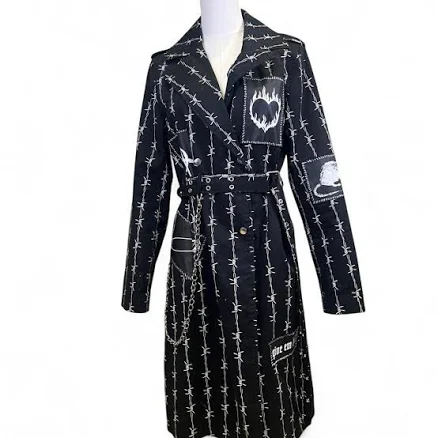 Dolls Kill Women's Punk Trenchcoat with Grommet Belt