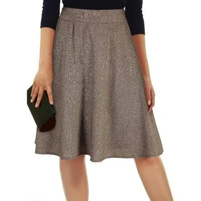 LEVEN SIXTEEN Women's High Waist Pleated Tweed A-Line Skirt