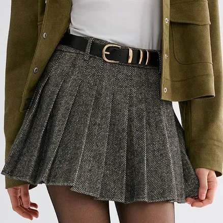 Pleated Tweed Skirt