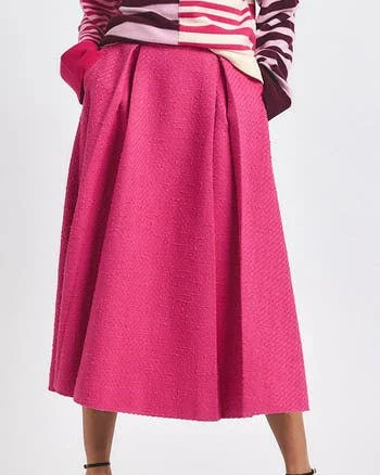 Derek Lam Women's Fenella Tweed Pleated Midi Skirt