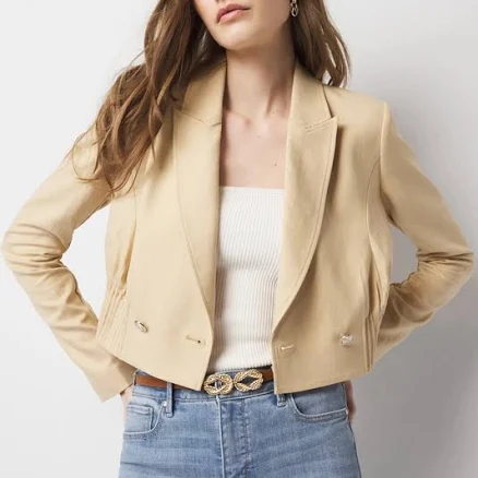 White House Black Market Women's Cropped Double-Breasted Jacket
