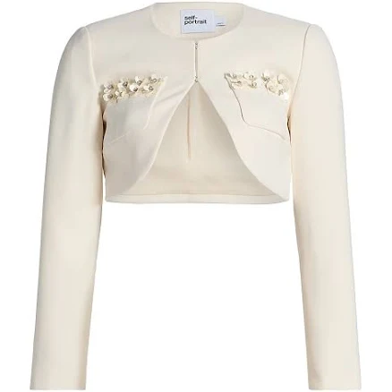 Self Portrait Women's 3D Sequin Cropped Jacket