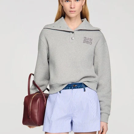 Sandro Women's Embroidered Fleece Sweatshirt