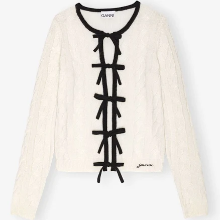 Ganni Women's Cashmere Wool Tie-Front Cardigan
