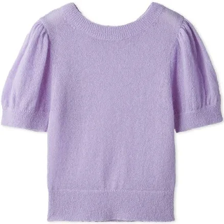 Sheer Mohair Puff Sleeve Pullover