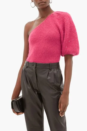 JoosTricot Dewy Mohair Blend Top with Swarovski Crystals
