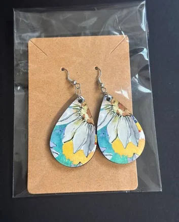 sublimated tear drop earrings