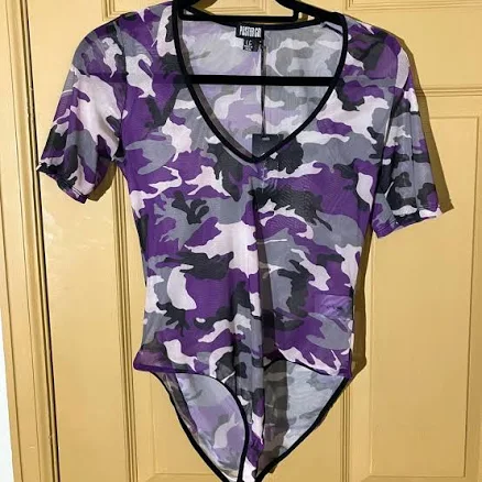 Poster Girl Sheer Mesh Camo Print Bodysuit