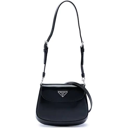 Prada Cleo Brushed Leather Mini Bag, Women, White