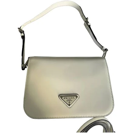 Prada Women's Triangle Logo Brushed Leather Shoulder Bag