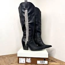 Rhinestone Fringe Knee High Western Cowboy Boots - Oasis Society Glasgow US 8.5