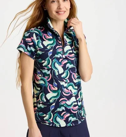Chico's Zenergy Women's Blooms Half Zip Polo