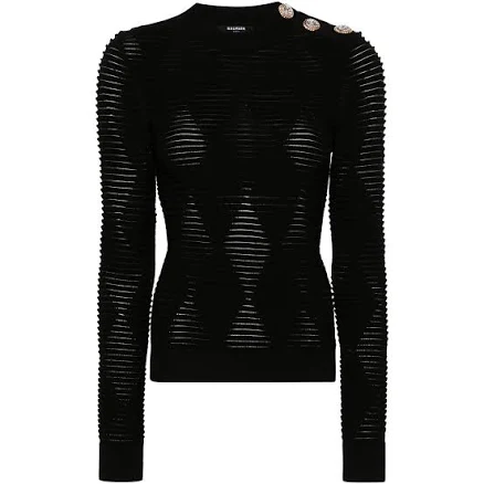 Balmain Embossed-Button Jumper