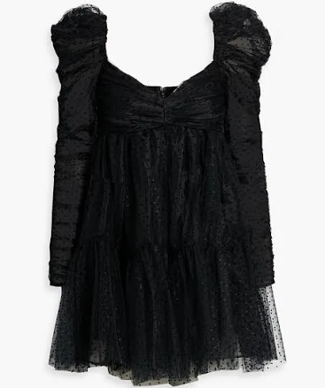 Zimmermann Women's Long-Sleeve Ruched Tulle Mini Dress