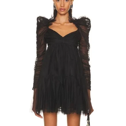 Zimmermann Dresses | Zimmermann Tulle Ruched Mini Dress | Color: Black | Size: 0 | Lhhagen's Closet