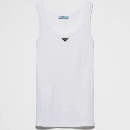 Prada Ribbed Knit Jersey Tank Top