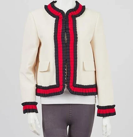 Gucci White Silk Blend Vintage Web Blazer Size 10/44
