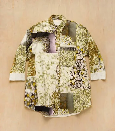 Mm6 Maison Margiela Patchwork Floral Coated Denim Jacket Oversized