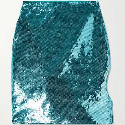LOEWE Asymmetric Sequined Stretch-knit Mini Skirt - Women - Turquoise Skirts - M
