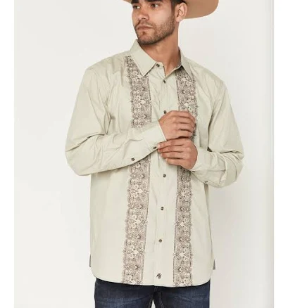 Moonshine Spirit Men's Heart Embroidered Long Sleeve Snap Western Shi