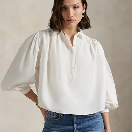Ralph Lauren Women's Pleated Cotton-silk Blouse