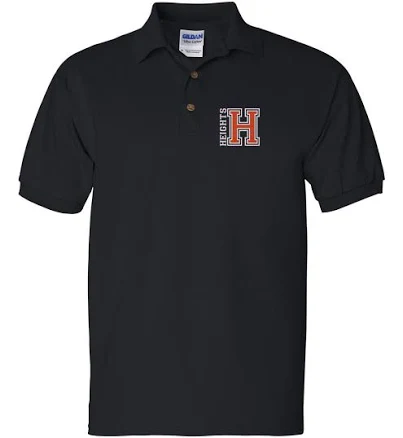 Heights Black Ultra Cotton Jersey Sport Shirt - 2800 w/ Heights OG Design Embroidered on Front.