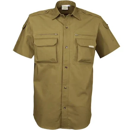 TAG Safari Men's Bush Short Sleeve Shirt with Two Zipper Pockets