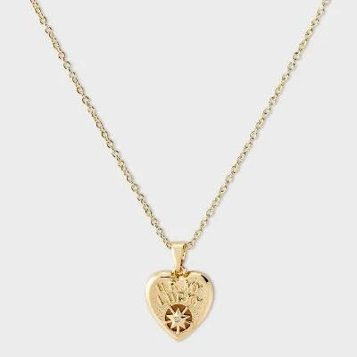 14k Gold Cubic Zirconia U R My Lucky Star Heart Twist Chain Necklace