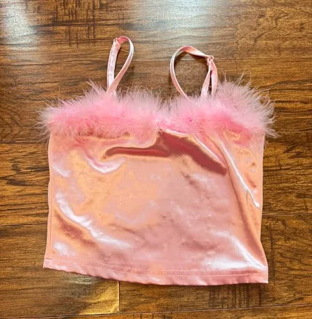 Dolls Kill Sugar Thrillz Satin Crop Top With MarabouDolls Kill Sugar Thrillz Satin Crop Top With Marabou