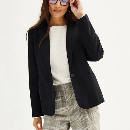 Women's Nine West Classic Single Button Blazer, Size: XL, Mineral Black