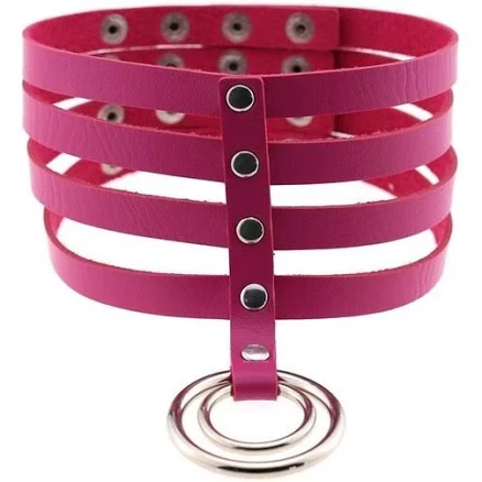 Gothic Leather Four-Layer Choker Collar Necklace