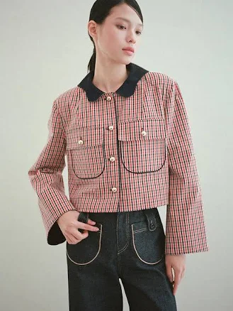 GAYEON Lee BEN Plaid Short Jacket