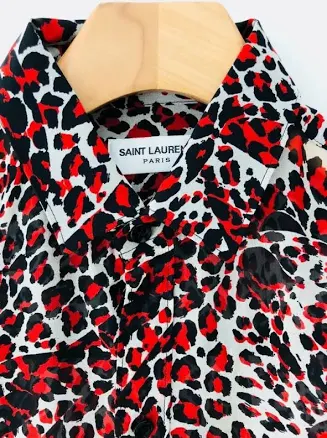 Bnwot Ysl / Saint Laurent 100% Silk Button Up Blouse Leopard Print