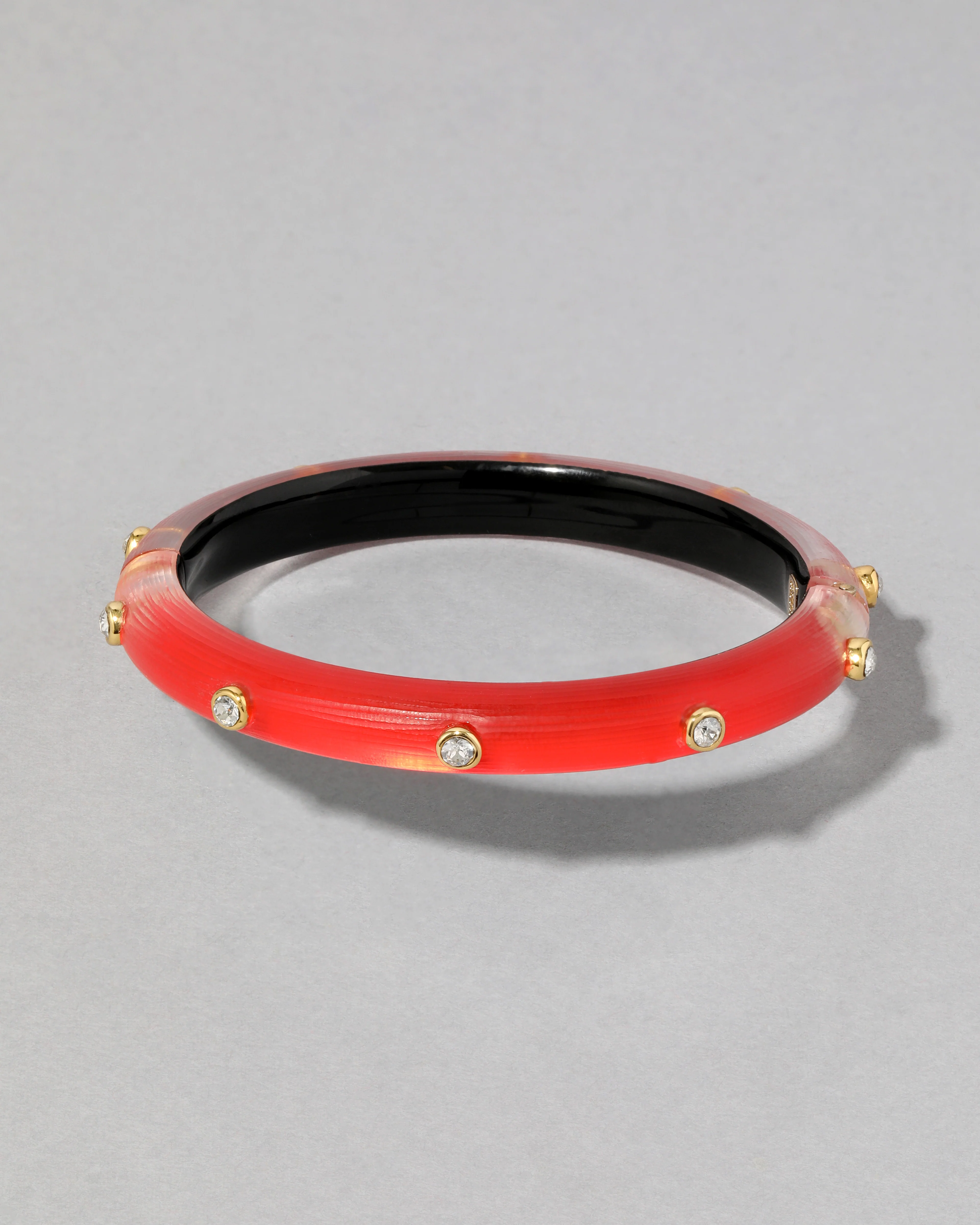 Crystal Studded Lucite Hinge Bracelet- Lipstick Red
