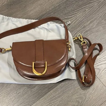 Charles & Keith Gabine Leather Saddle Bag - Dark Brown - New Women | Color: Brown